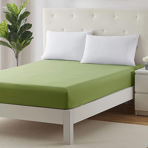 Clara Clark Sábana bajera, bolsillo extra profundo que se adapta a colchones profundos, solo sábana bajera suave de lujo, individual XL, color verde disponible en Yaxa Mexico