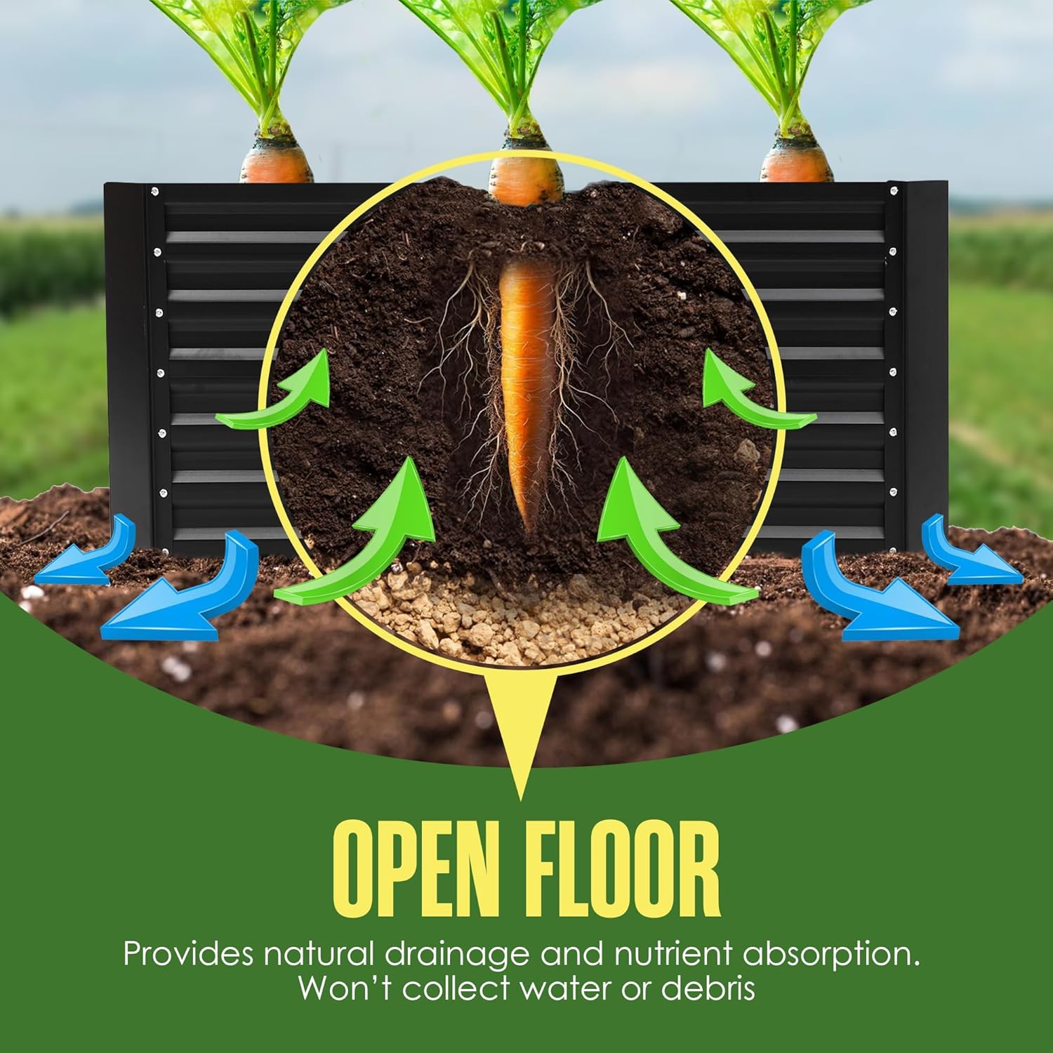 Houseables Raised Garden Bed, Raised Beds for Gardening, Garden Box, 8x4x2 FT, Steel Galvanized Raised Garden Bed, Raised Garden Beds Outdoor, Vegetable Garden Raised Bed, Planter Raised Beds