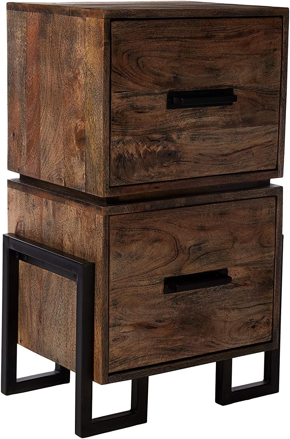 Hekman Wooden File Cabinet – 2 Drawer Filing Cabinet, Brown Wooden Finish, Iron Base, Select Solids, Small Office Storage, Rustic File Cabinets, File Storage, Mid-Century Modern Home Office Furniture