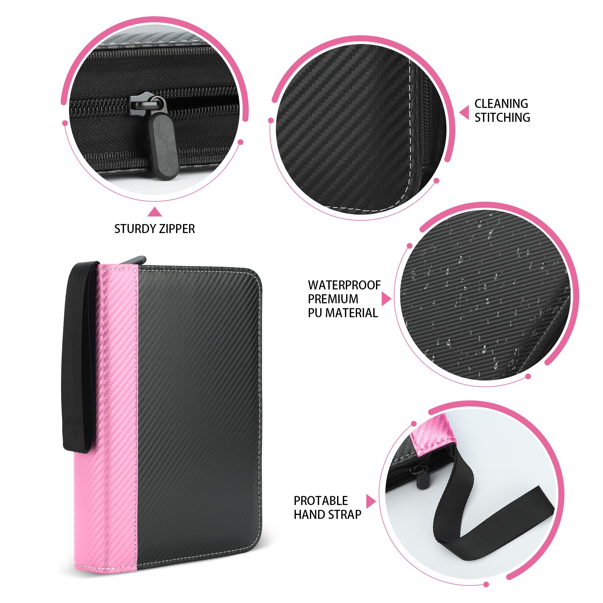 WYYFXY® Kaartenverzamelalbum, 400 kaarten, capaciteit verzamelkaarten, album, zwart, PU, fotokaartenmap, 4 vakken, 50 pagina's, organizer voor Kpop/voetbal/animatie/games, verzamelkaarten WYYFXY® Kaartenverzamelalbum, 400 kaarten, capaciteit verzamelkaarten, album, zwart, PU, fotokaartenmap, 4 vakken, 50 pagina's, organizer voor Kpop/voetbal/animatie/games, verzamelkaarten