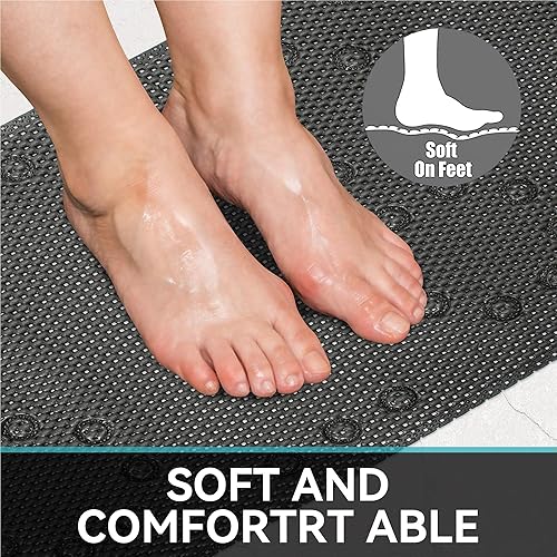 Miniatura 4 de Tapete de bañera antideslizante color marfil de 36" x 17" pulgadas, tapete de ducha de espuma suave tapetes de baño para bañera de baño, tapete de