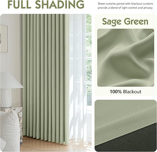 Miniatura 18 de FMFUNCTEX Cortinas opacas 100% beige para dormitorio, cortinas texturizadas de tejido crema de 72 pulgadas de largo, cortinas con aislamiento Ojal