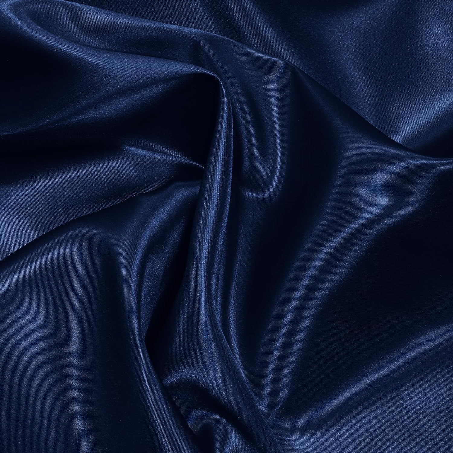 Plain Silky Shine Solid Satin Fabric Material for Fashion Design Stitching Multiple Use Includes Dress, Pillow Cover, Designer Cloths, Home Decor Material - 44" Hight (Navy Blue, 1 Meter)