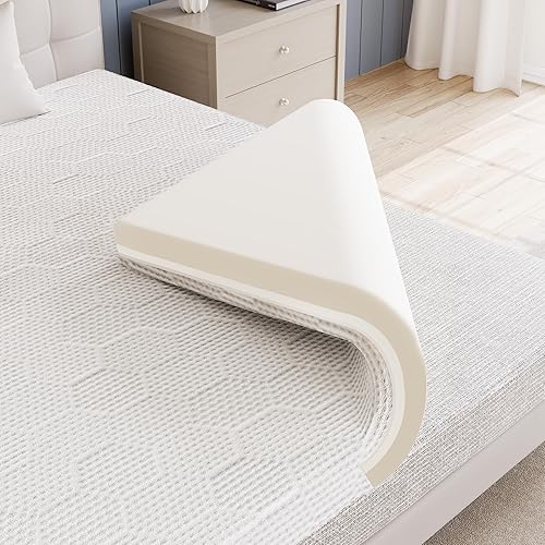 Miniatura 6 de Cubrecolchón de espuma viscoelástica tamaño individual, ventilado suave con funda extraíble (2 pulgadas, blanco, individual)