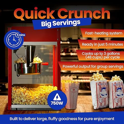 Miniatura 5 de Máquina de palomitas de maíz  Hervidor eléctrico de palomitas de maíz  Hervidor de acero inoxidable con cucharas, bolsas y tazas  Máquina de