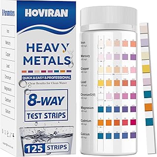 8-Way Heavy Metals Water Test Strips -125 ct Home, Well Drinking Water Testing Kit for Iron, Mercury, Copper, Lead, Chromi...