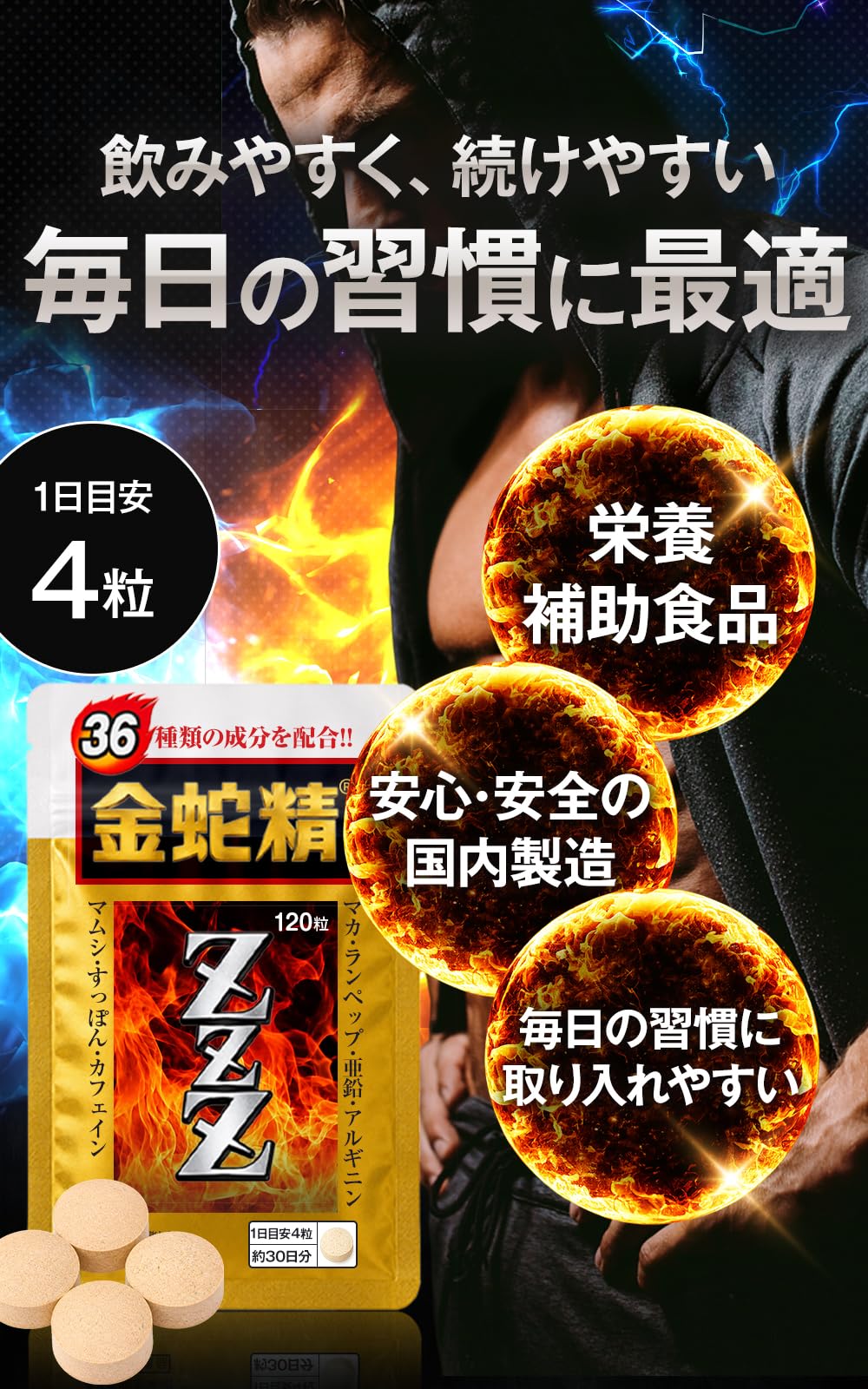 Amazon.co.jp: 金蛇精ZZZ 明治薬品 120粒 30日分 栄養補助食品 メンズ
