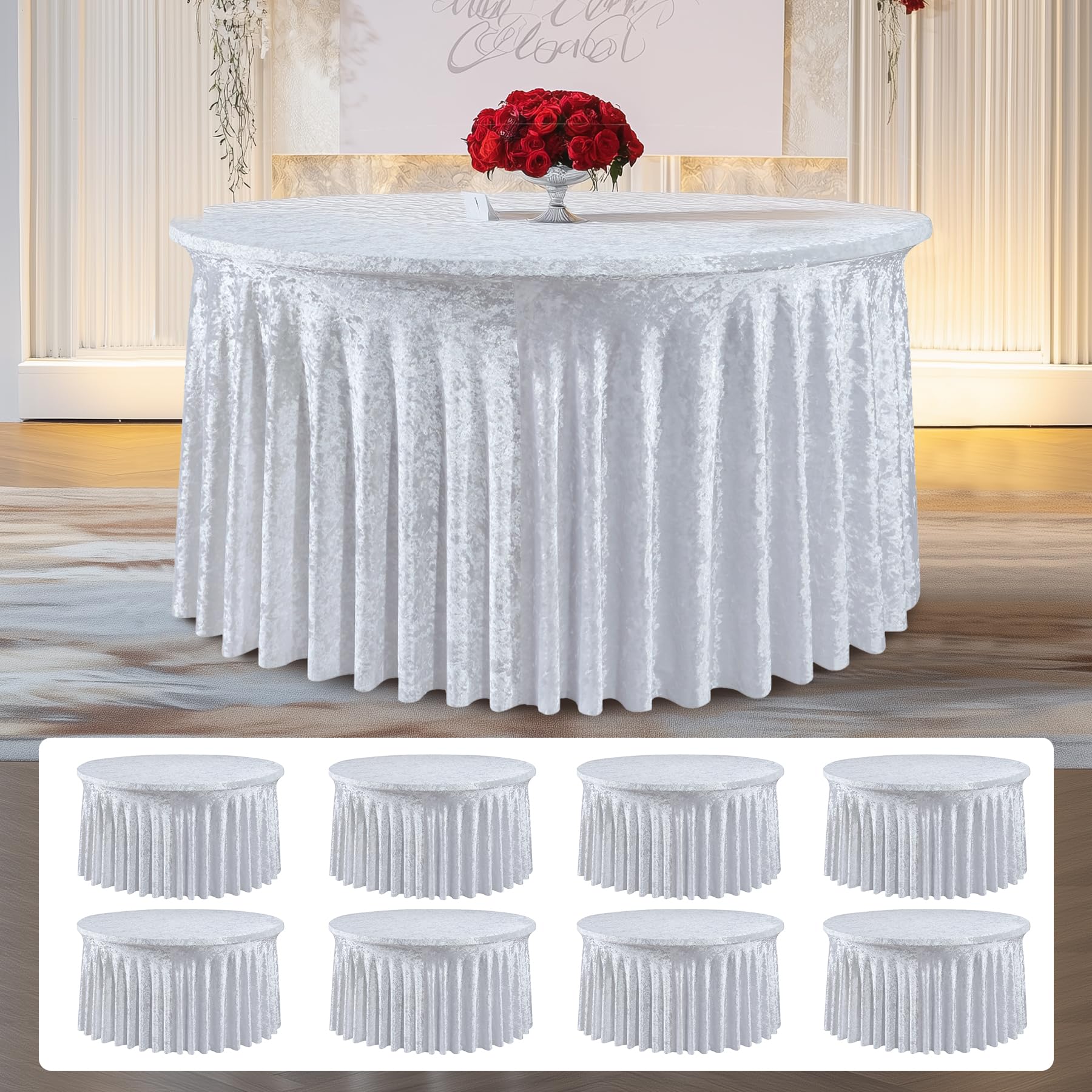 Amazon.com: NSSONBEN 8 Pack White Velvet Round Tablecloth 60 inch