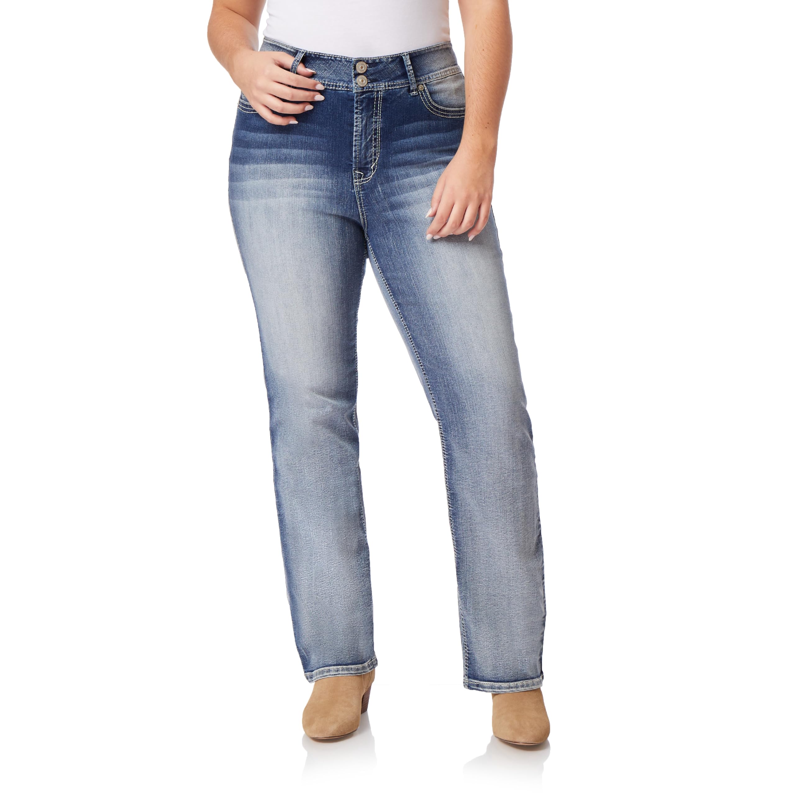 WallFlower Women's InstaStretch Luscious Curvy Bootcut Jeans, Camille, 14 Plus