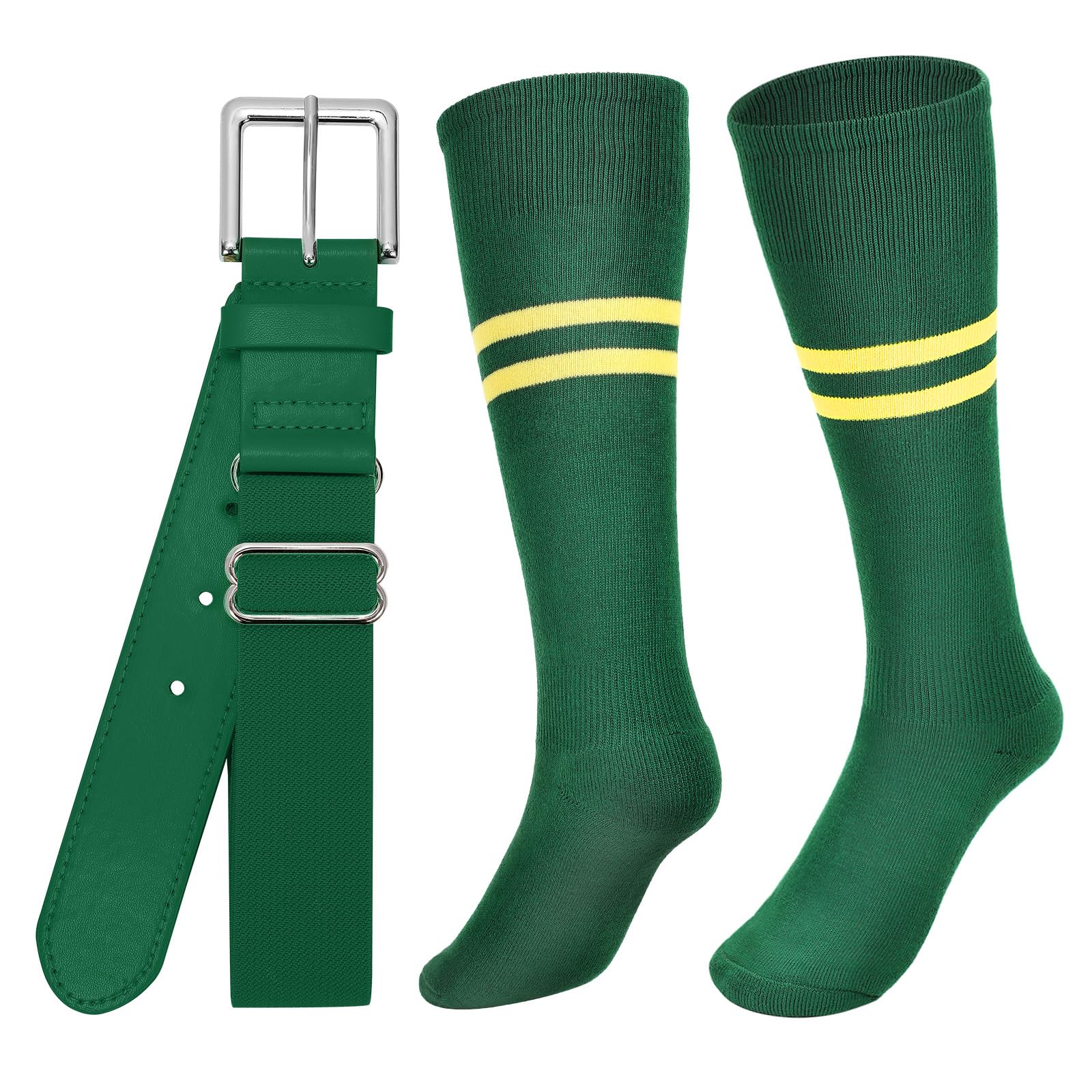 XZQTIVE Baseball Softball Socks and Belt Combo Set Adjustable Softball Socks and Elastic Belt for Kids Youth Adult