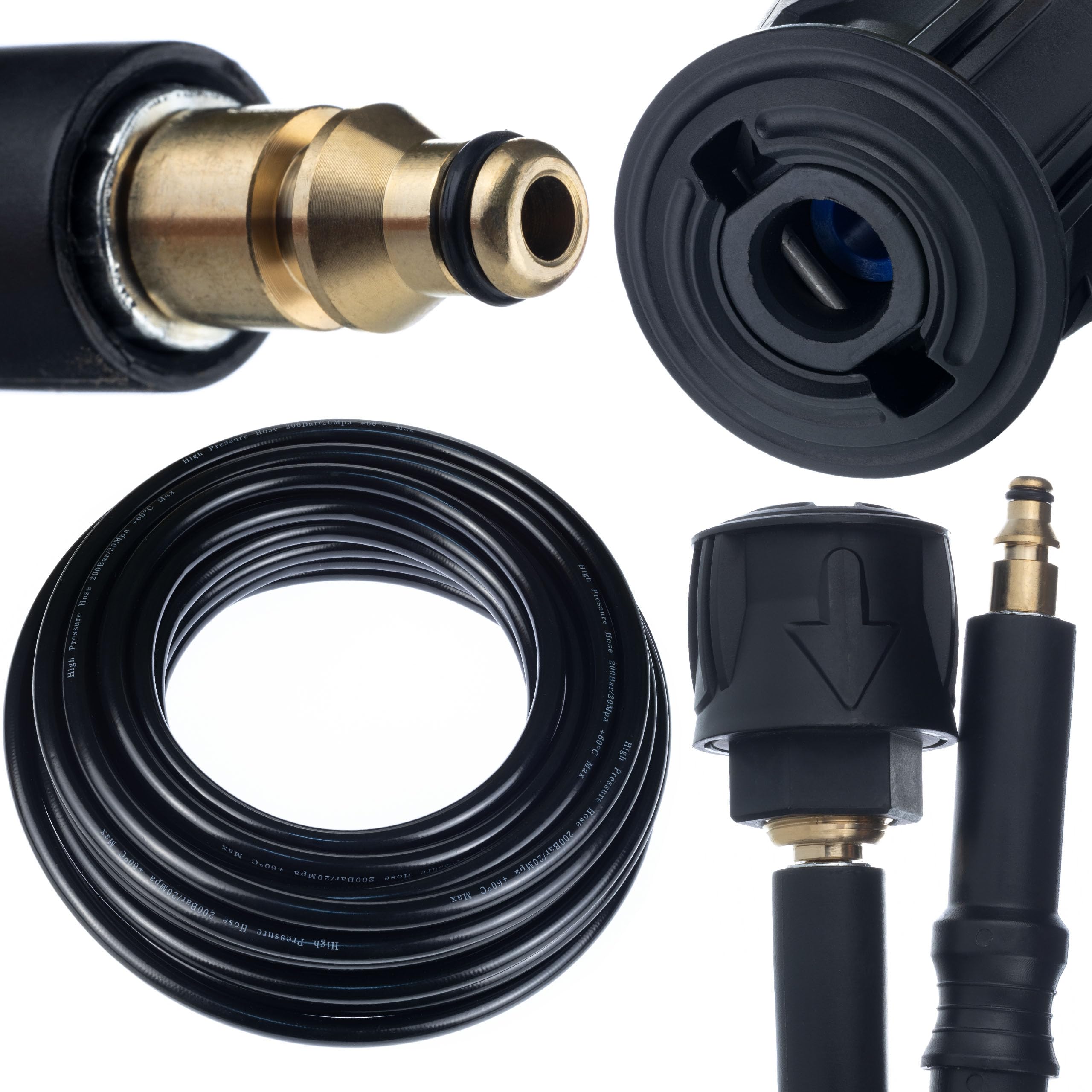 Rosfix Black High Pressure Hose Extension 15 M - Quick Connect System | 200 Bar Pressure Resistance | Compatible With Stihl, Nilfisk, Gerni | Nylon & Pvc Protection | For Pressure Washers