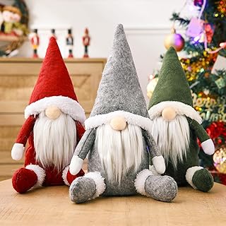 Qivange 3 PCS Gonks Christmas Decorations Indoor Handmade Gnomes Christmas Ornaments Xmas Table Decorations for Xmas Home Party Decor,Xmas Gonk Set Gifts for Girls Kids