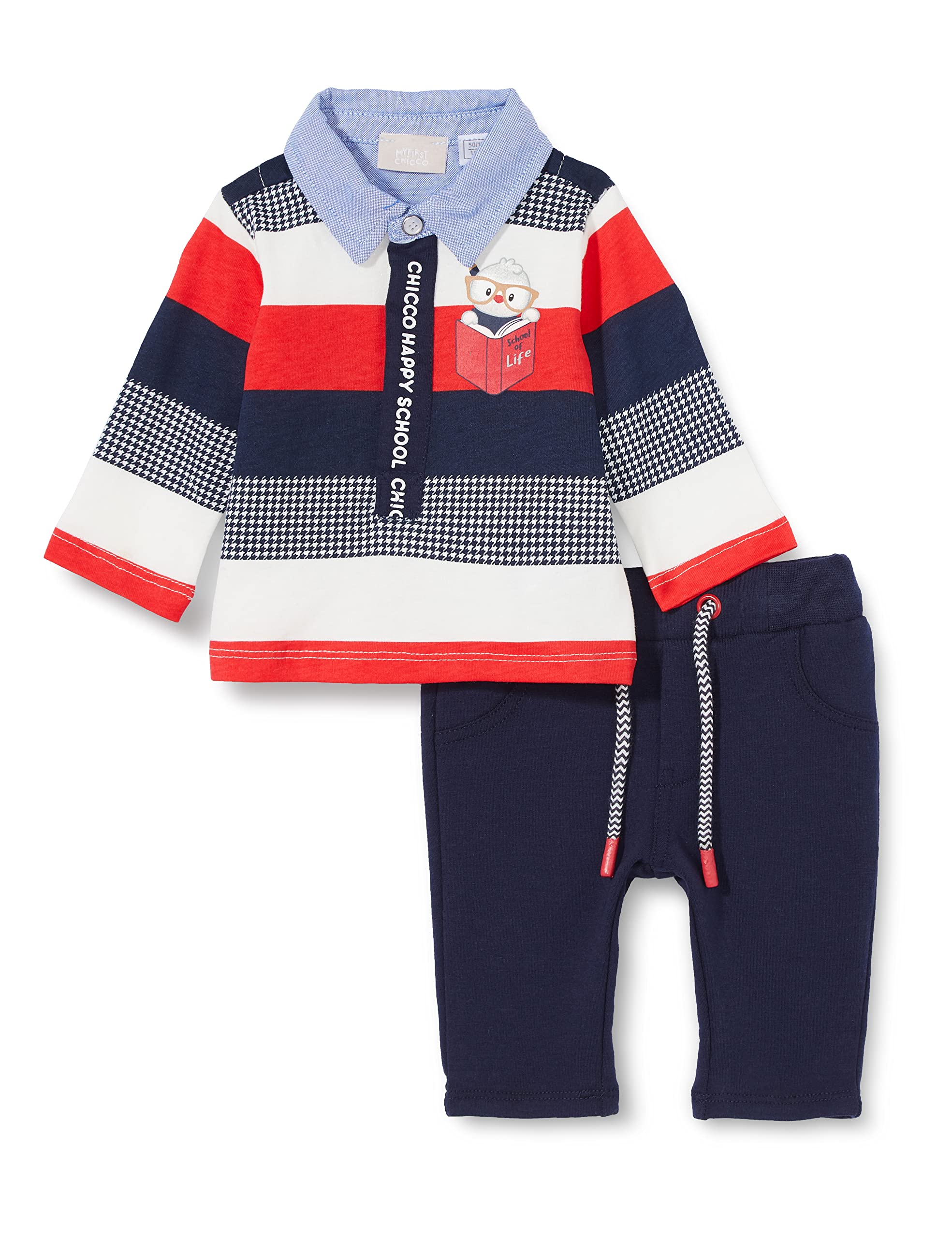 Chicco Completo Bambino Polo Manica Lunga + Pantaloni Lunghi. T-shirt Bébé garçon