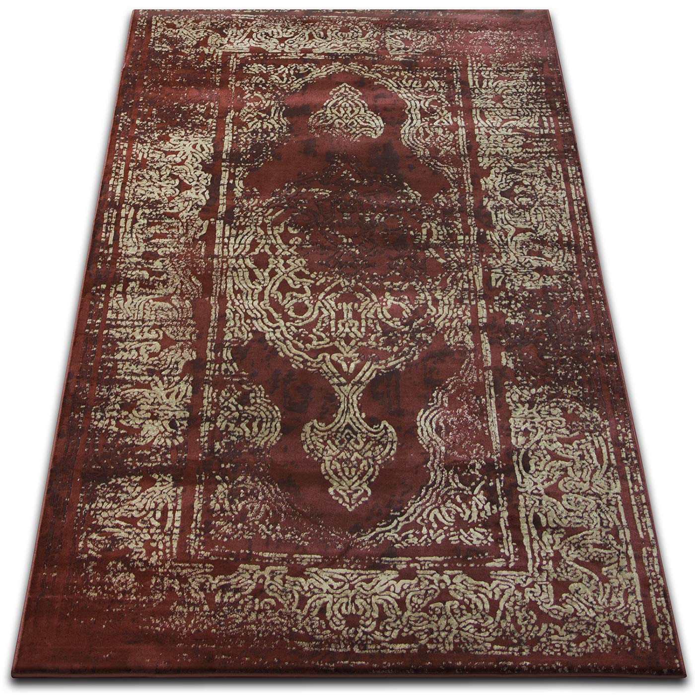 Tapis Jasmine 456 Drop rouge pour un salon chaleureux