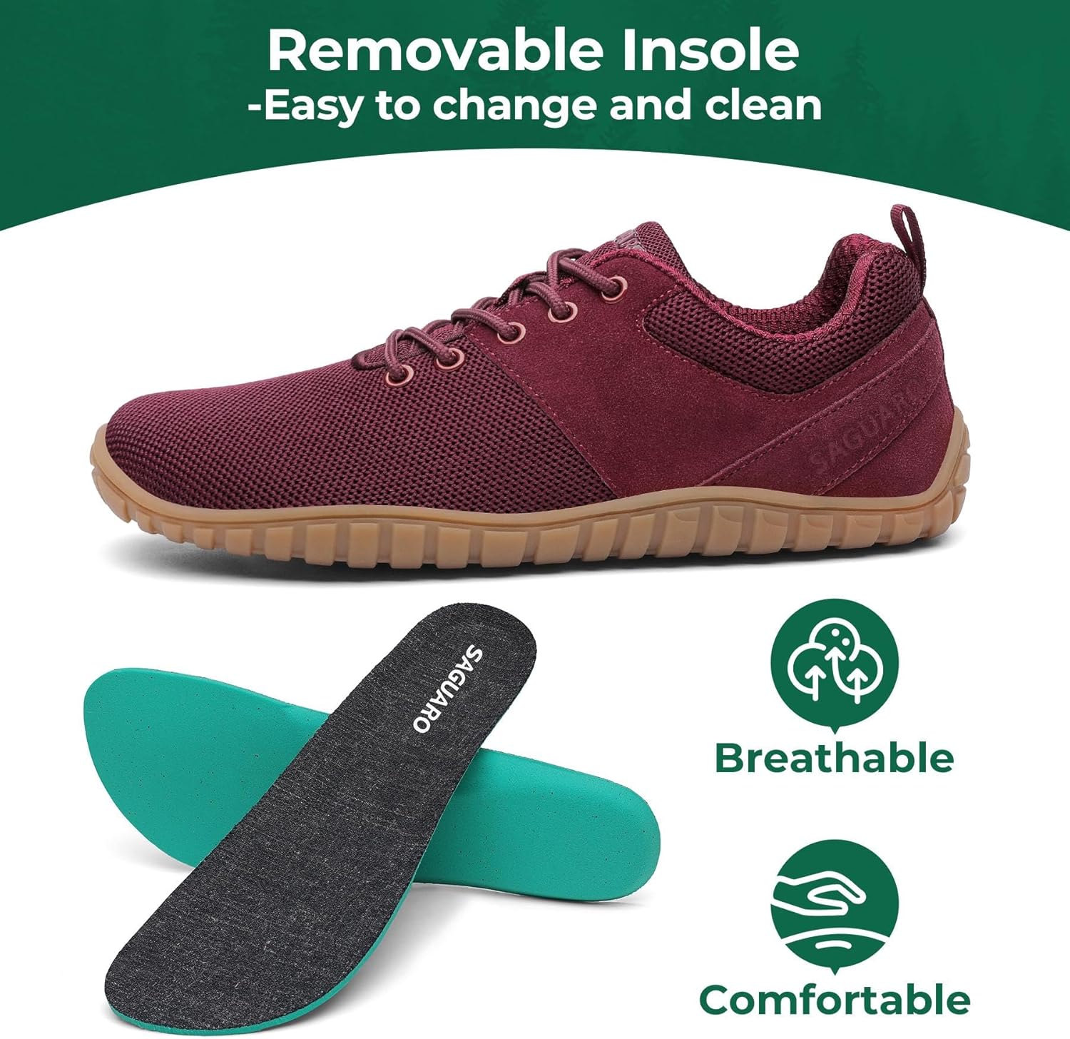 SAGUARO Wish Unisex Barefoot Shoes - Forest Outdoor Wide Toe Barefoot Shoes with Zero-Drop Sole Size 36-48 - Image 3