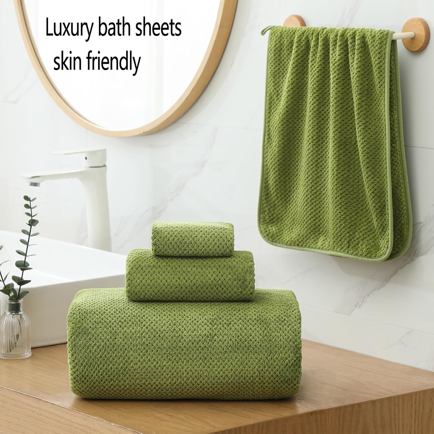 YTYC Towels, 39x78 Inch Oversized Bath Sheets for Adults Luxury Extra Large Bath Towels Sets of 6 Super Soft Shower Towels for Bathroom Microfiber 80% Polyester (Sage Green,6) - Image 4