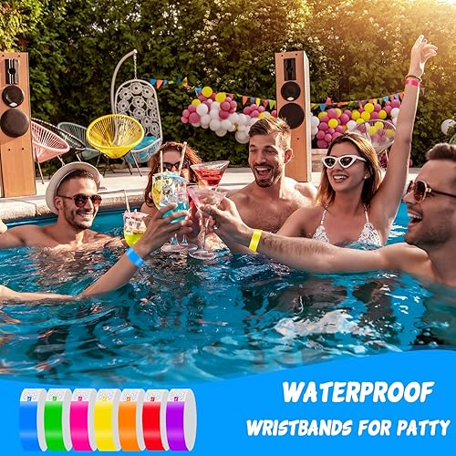 Miniatura 6 de Pulseras para eventos – 700 pulseras impermeables de neón para eventos, conciertos, entradas a festivales, fiestas (amarillo, rosa, verde, azul,