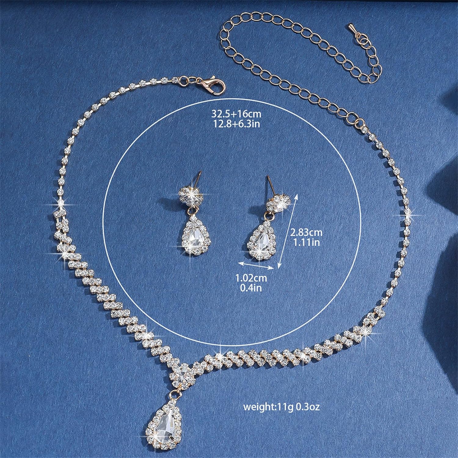 Sparkly Crystal Wedding Jewelry Set,Elegant Silver Rhinestone Necklace Crystal Teardrop Dangle Earrings Bridal Wedding Prom Costume Jewelry Sets for Women Bridesmaids - Image 7