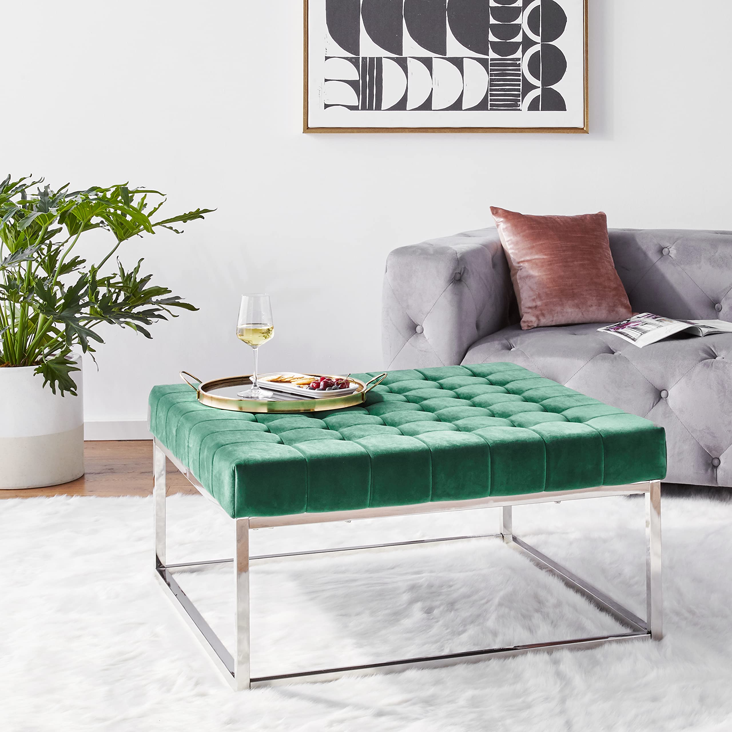 Cortesi Home Caroline Tufted Ottoman, 36