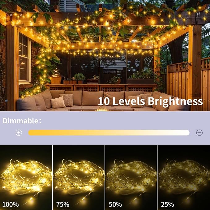 2 Pack Fairy String Lights Plug in, 33Ft 100 Micro Starry LED Twinkle Fairy Lights IP68 miniatura 4