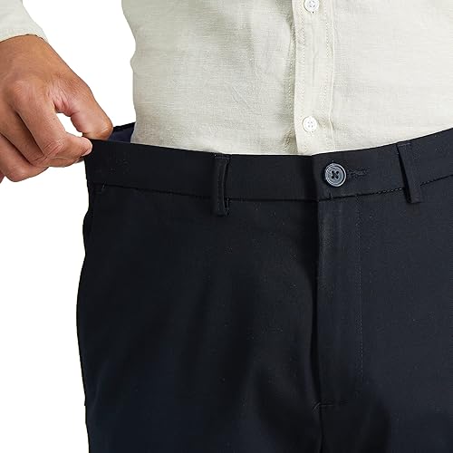Miniatura 4 de Haggar - Pantalón casual de frente plana de ajuste recto sin plancha color caqui de alta calidad para hombre