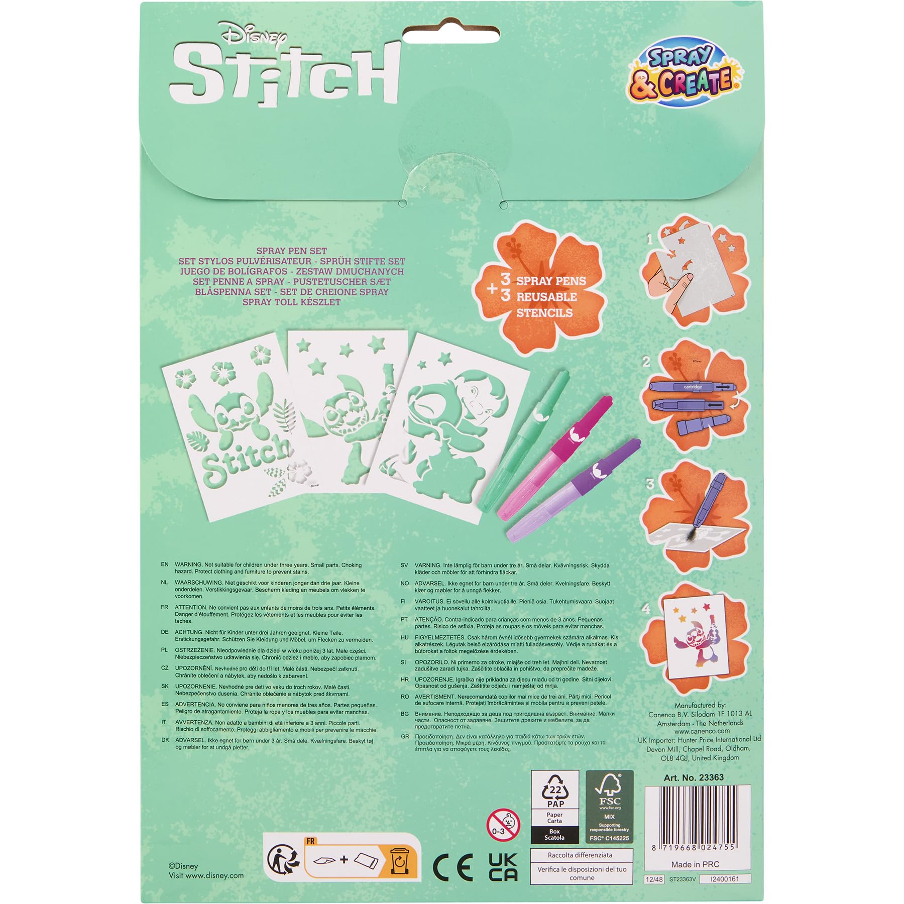 Atelier Stylos pulverisateurs Stitch - 12 Feutres a souffler + 16 pochoirs - Spray Pens blo aerographe - Set Kit creatif et Carte - Jeux - Jouets Atelier Stylos pulverisateurs Stitch - 12 Feutres a souffler + 16 pochoirs - Spray Pens blo aerographe - Set Kit creatif et Carte - Jeux - Jouets