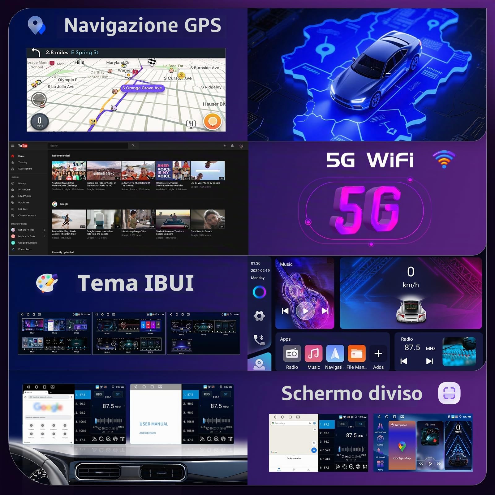 4+64GB Android Autoradio per Opel Astra H, Zafira B, Corse C D Wireless Carplay Android Auto, 9 Pollici IPS Touch Screen Radio con Bluetooth 5.0/GPS/Telecamera posteriore/FM/WiFi/SWC