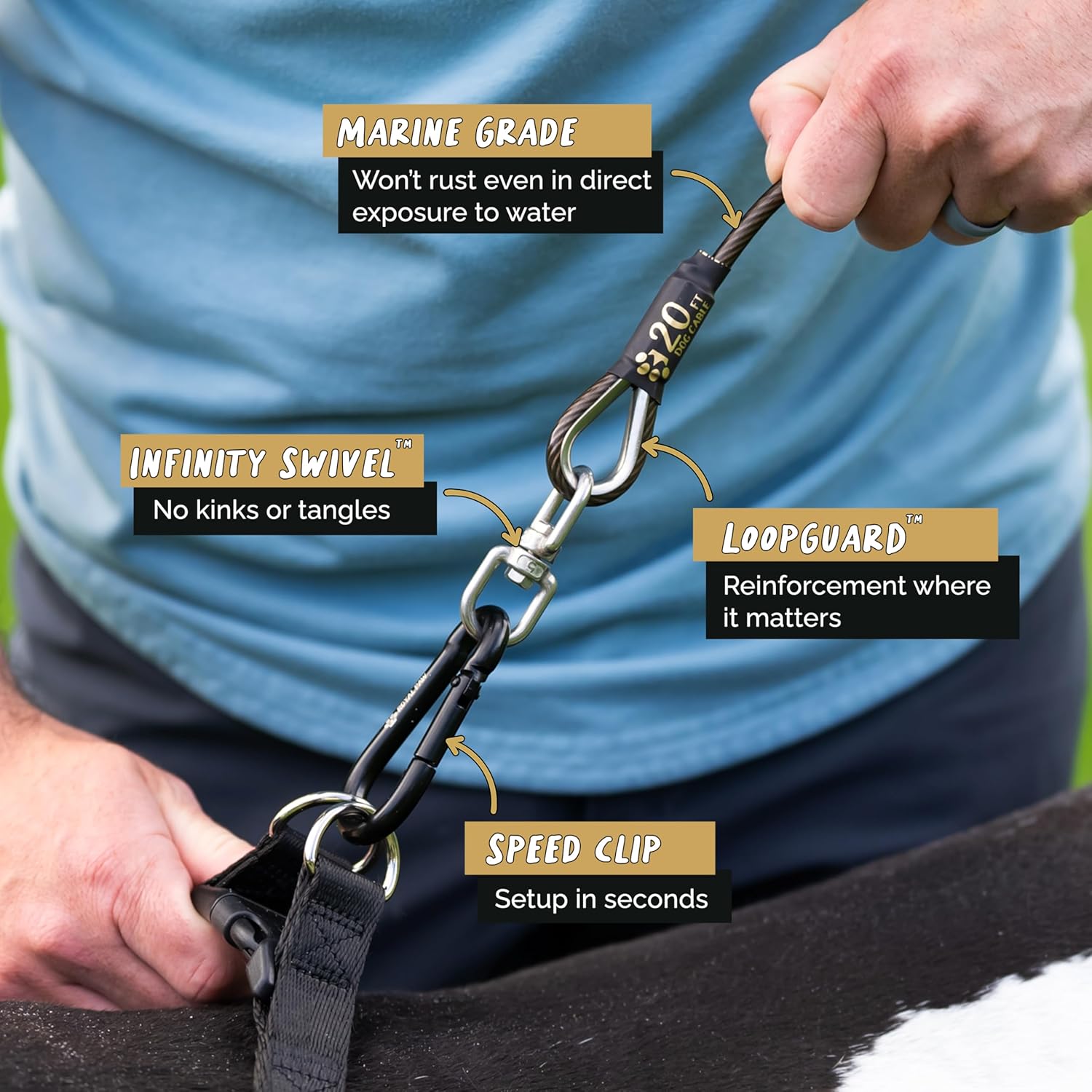 Secure Your Big Buddy: Review of the ROYAL PAW Heavy Duty Dog Tie Out Cable and Stake