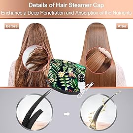Heat Cap for Deep Conditioning, Ingeware Thermal Cap for Hair Steamer Cap for Natural Hair Portable Electric Heat Hair Spa Cap for Home Use Pattern (Floral Print)