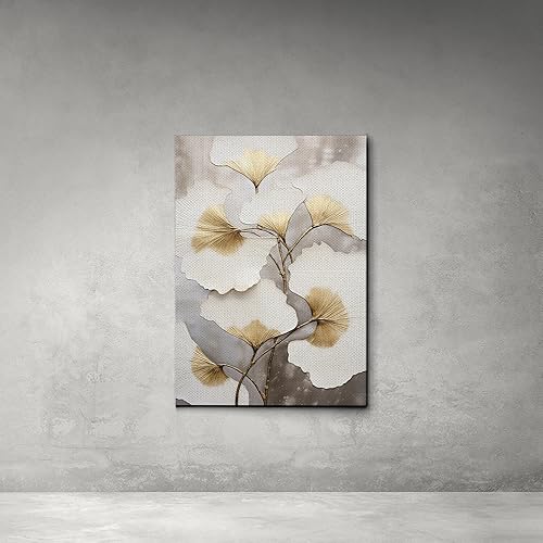 Miniatura 4 de Original Ginkgo biloba Print On Canvas, Modern Textured Gold Wall Art, Abstract Gold Leaves Print, Living room Wall Decor, Home Decor, Arts