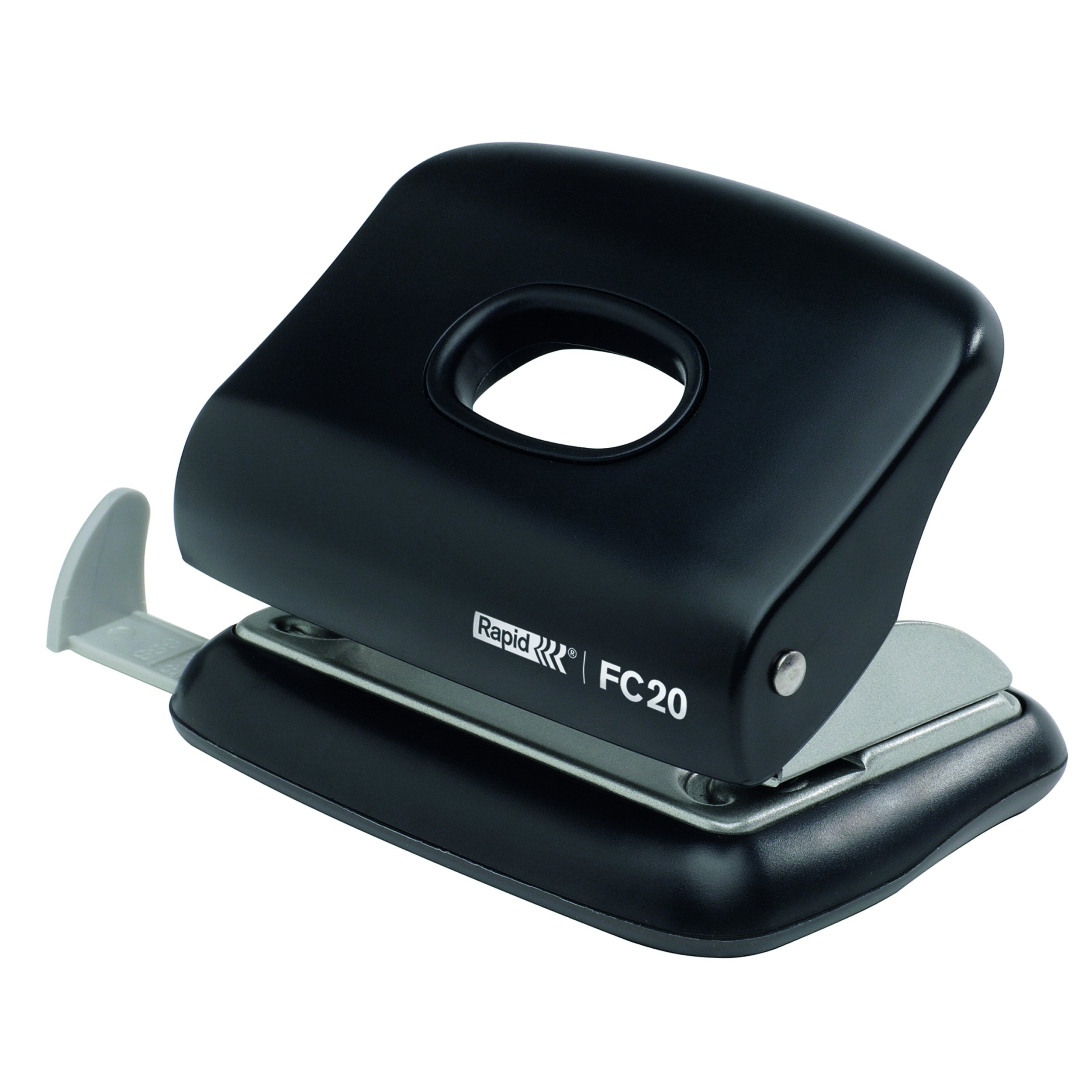 Rapid 23256400 Fashion FC20 Hole Punch, Bar with Format Markings, Metal, Black, Guide 20 Sheets