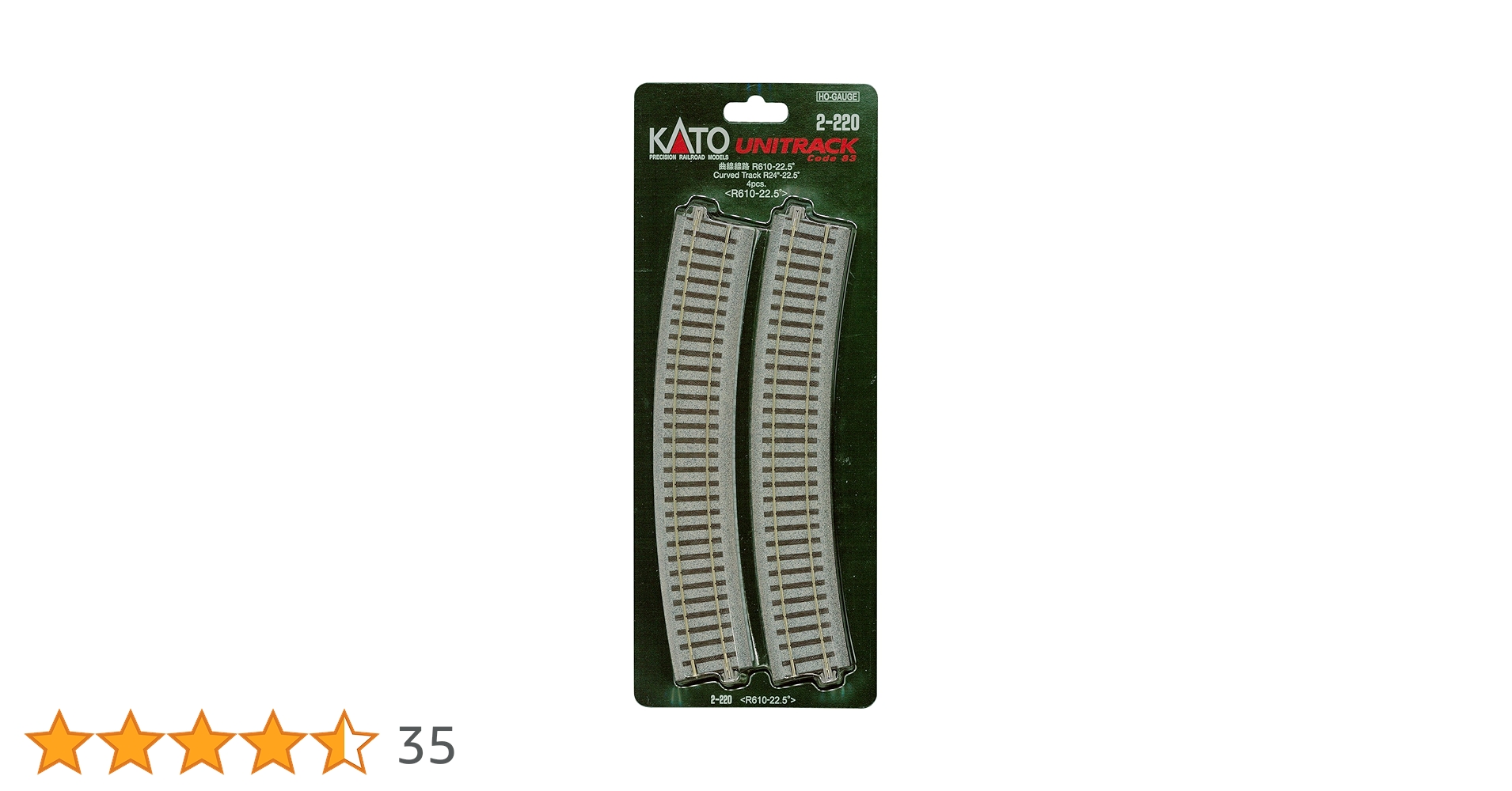 (未使用･未開封品)　KATO HOゲージ 曲線線路 R610-22.5° 4本入 2-220 鉄道模型用品 lok26k6 未使用・未開封品) KATO HOゲージ 曲線線路 R610-22.5° 4本入