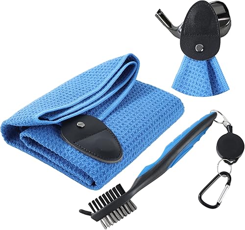 GRAPMKTG Toalla de golf magnética de microfibra con patrón de gofre, toallas de golf con imán, cepillo para palos de golf y limpiador de ranuras, disponible en Yaxa Venezuela