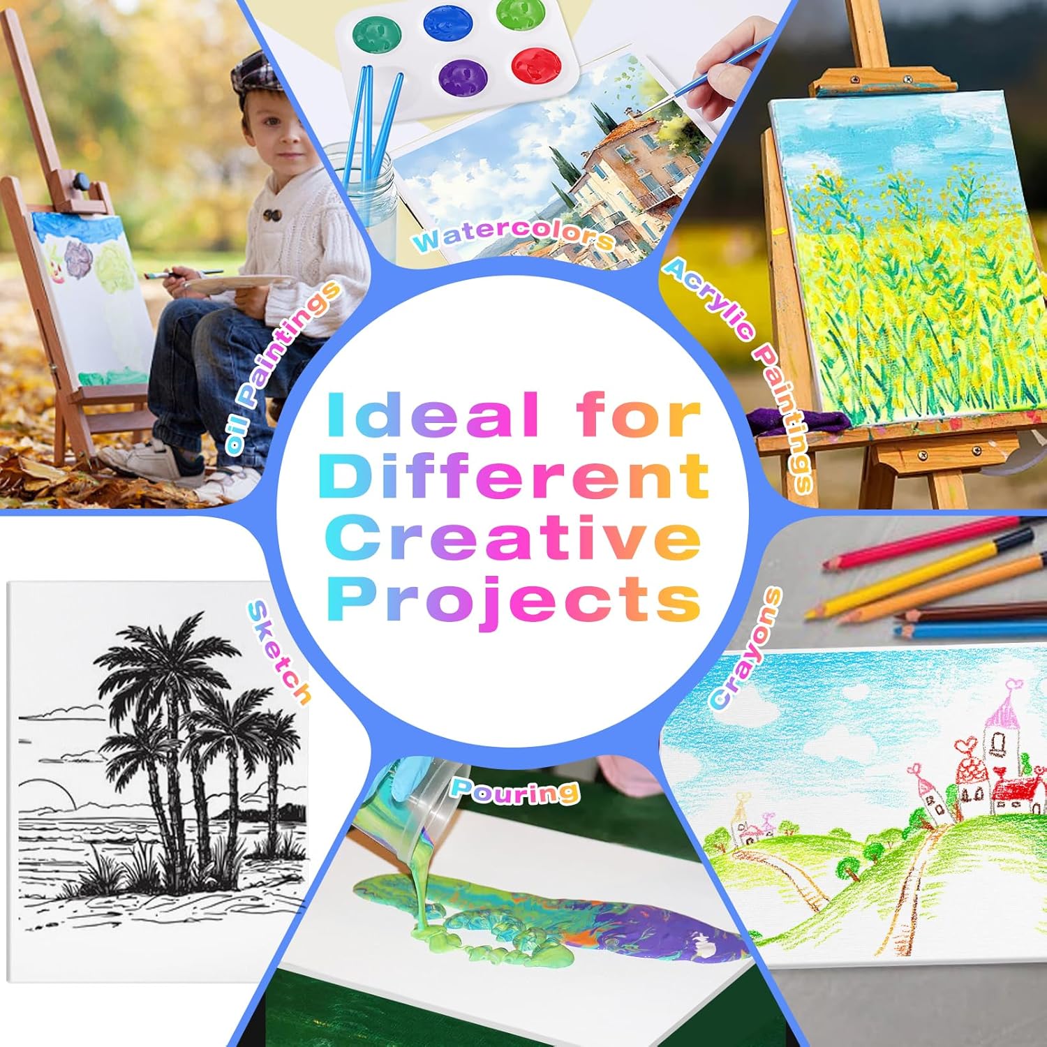 Jeffbaubl 24 Pack Canvas Boards for Painting, 5 x 7 inch Cotton Canvas Panels, Gesso Primed Acid-Free Painting Canvases, Blank Canvases for Acrylic Watercolor Oil Tempera Paints - Image 6