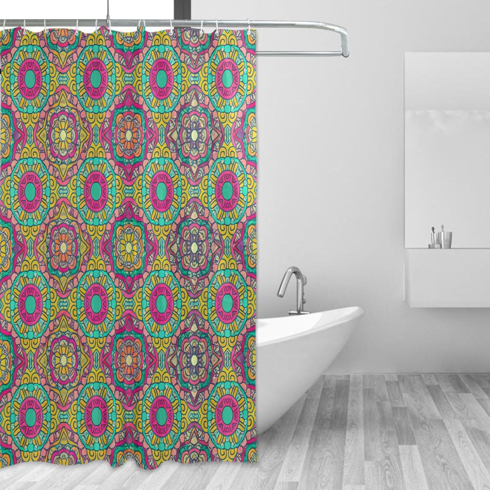DUOBU Colorful Pattern Shower Curtain Washable Waterproof Fabric Bath Curtain 60x72Inch Shower Curtains with Hooks for Bathroom Decor