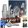 EMPATION Cocktail Set [Test Winner] 825 ml Boston Cocktail Shaker Made of Stainless Steel Easy to Open & No Jamming Professional Shaker Set with Stand & Recipe Book Mix Set for Bartender