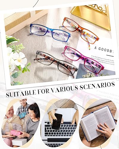 Miniatura 4 de Yexiya 24 Pack Reading Glasses Bulk Traditional Reading Glasses with Spring Hinge Adjustable Reading Glasses for Men Women