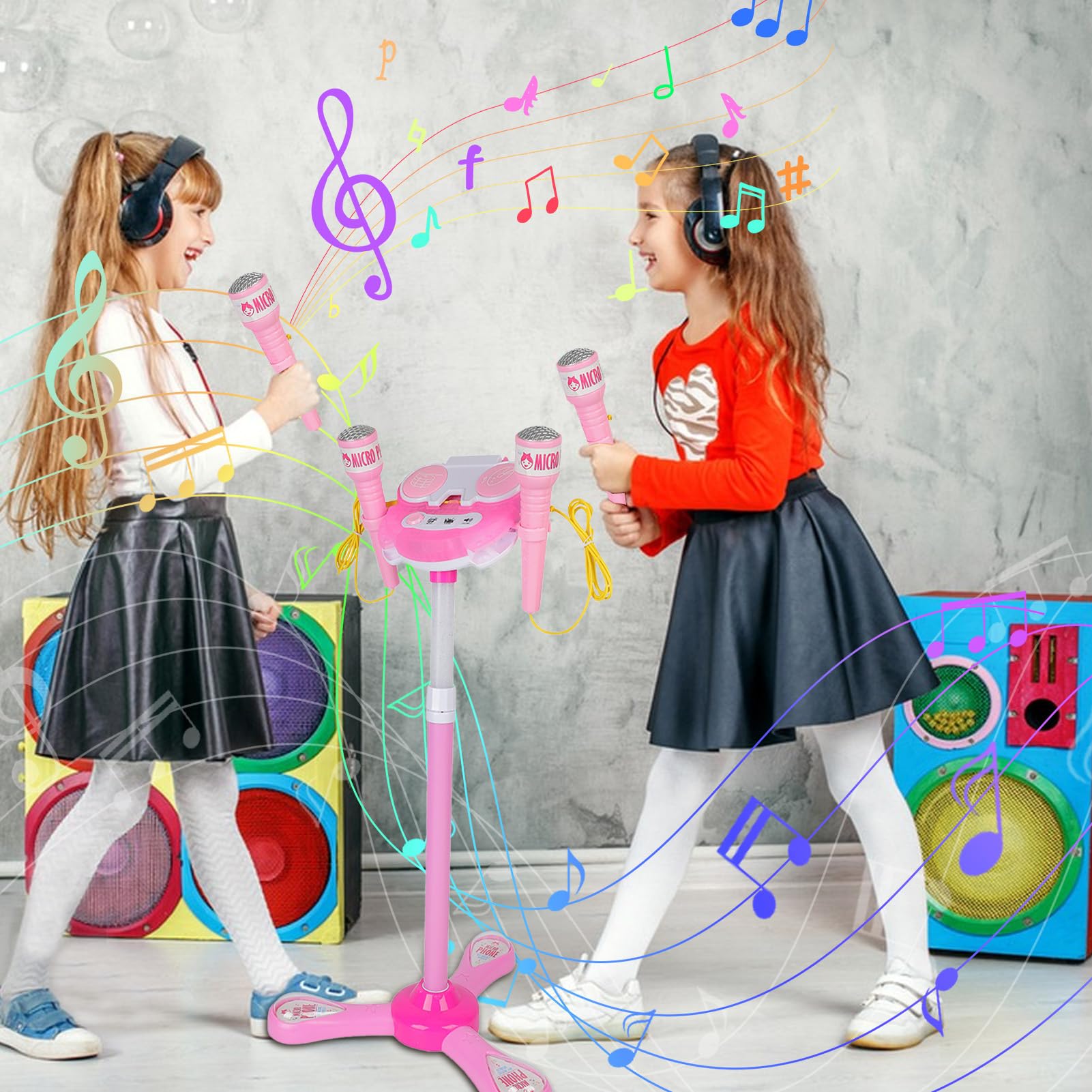 Microfono canto per bambini, per karaoke, set da , microfono da terra | giocattolo con supporto