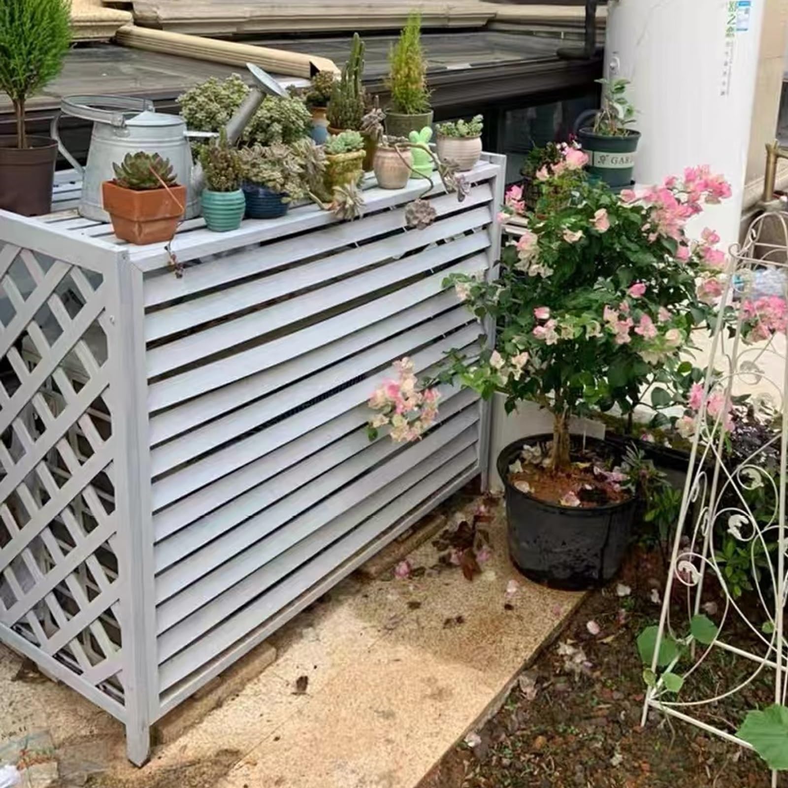 ITOSUI Air Conditioner Fence,Ac Cover for Outside 85 * 35 * 75cm(33.5 * 13.8 * 29.5"),Outdoor Garden Privacy Screens Panels,Rectangular Protection Panels Dust Cover Decorative Cover,White