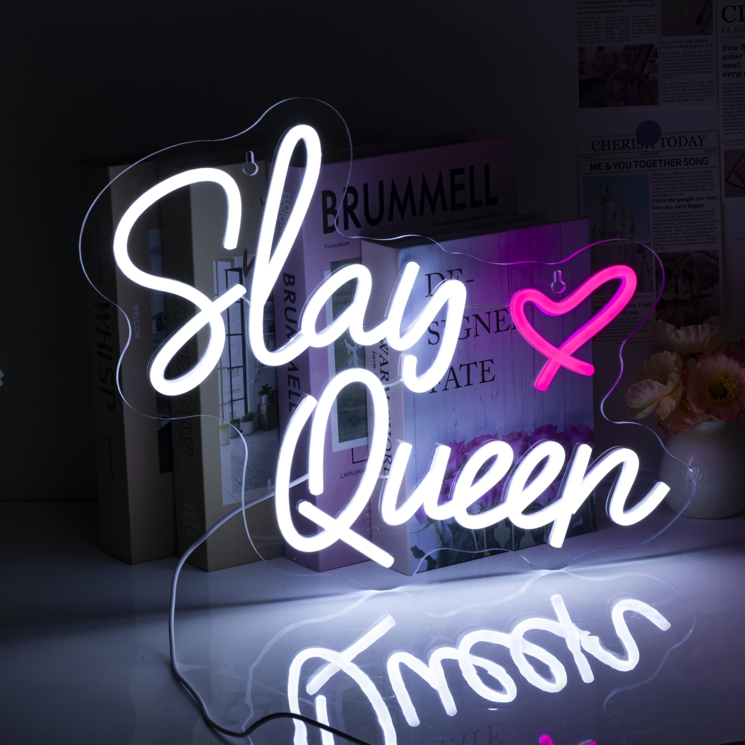 NINTHVEEN Slay Queen Neon Sign，Led Neon Light，Neon Signs For Bedroom Wall Decor，Game Room Decor，Birthday Gifts for Girl，Gamer Gifts，Gift For Valentines Christmas