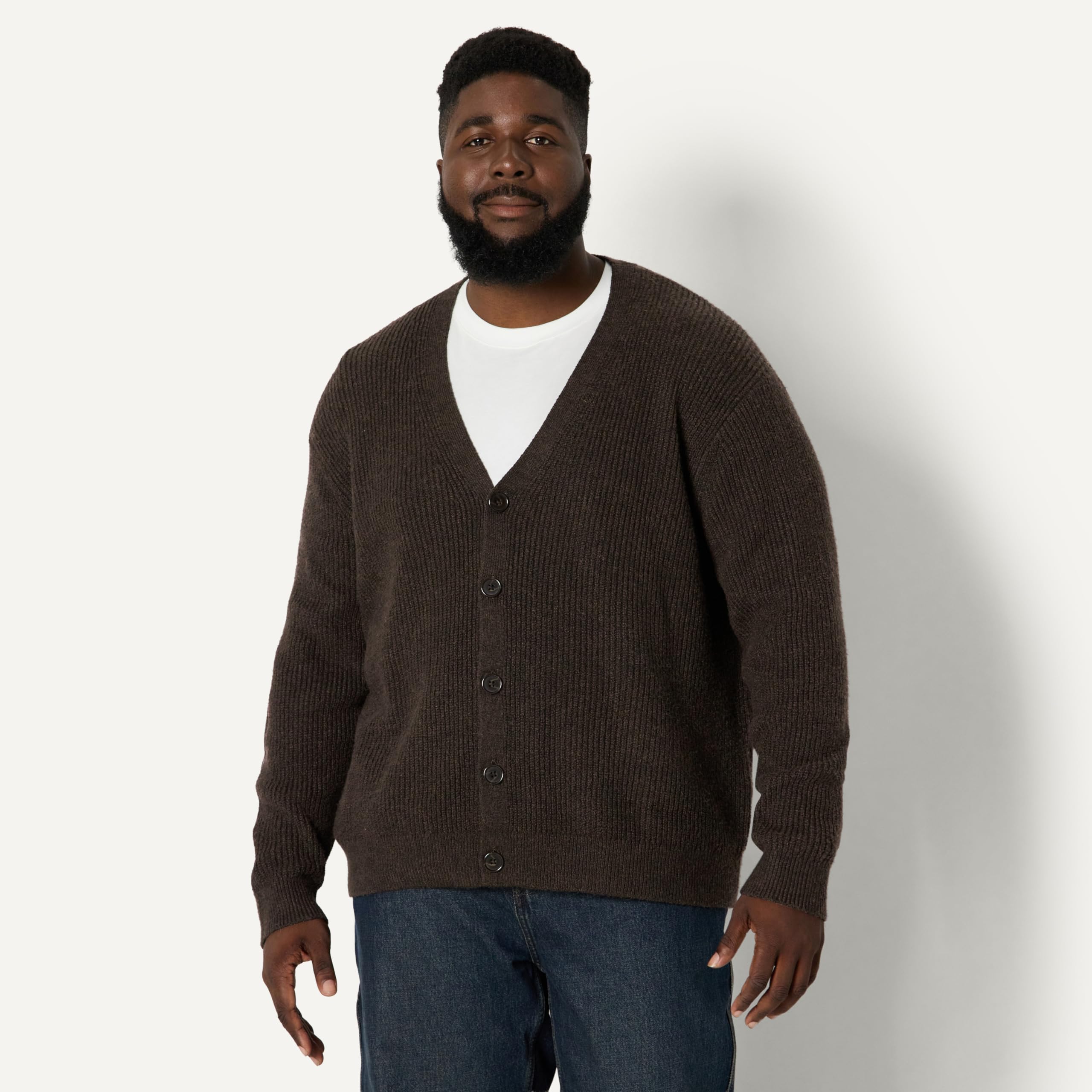 Amazon Essentials Herren Relaxed-Fit-Strickjacke aus Baumwollmischung