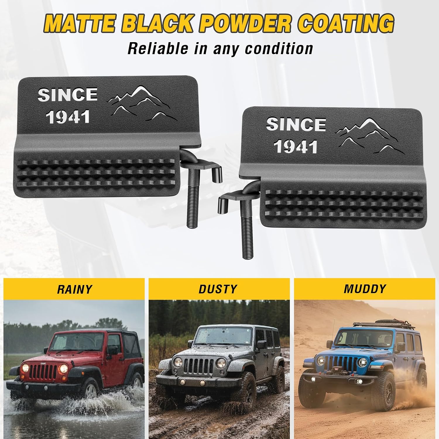 HOCHO Fit for Jeep Foot Pegs Door Off,Upgraded Larger 120° Door Hinge Raised Texture Foot Pegs Fits for 2007-2025 Jeep Wrangler JK JL Accessories& Gladiator JT Accessories