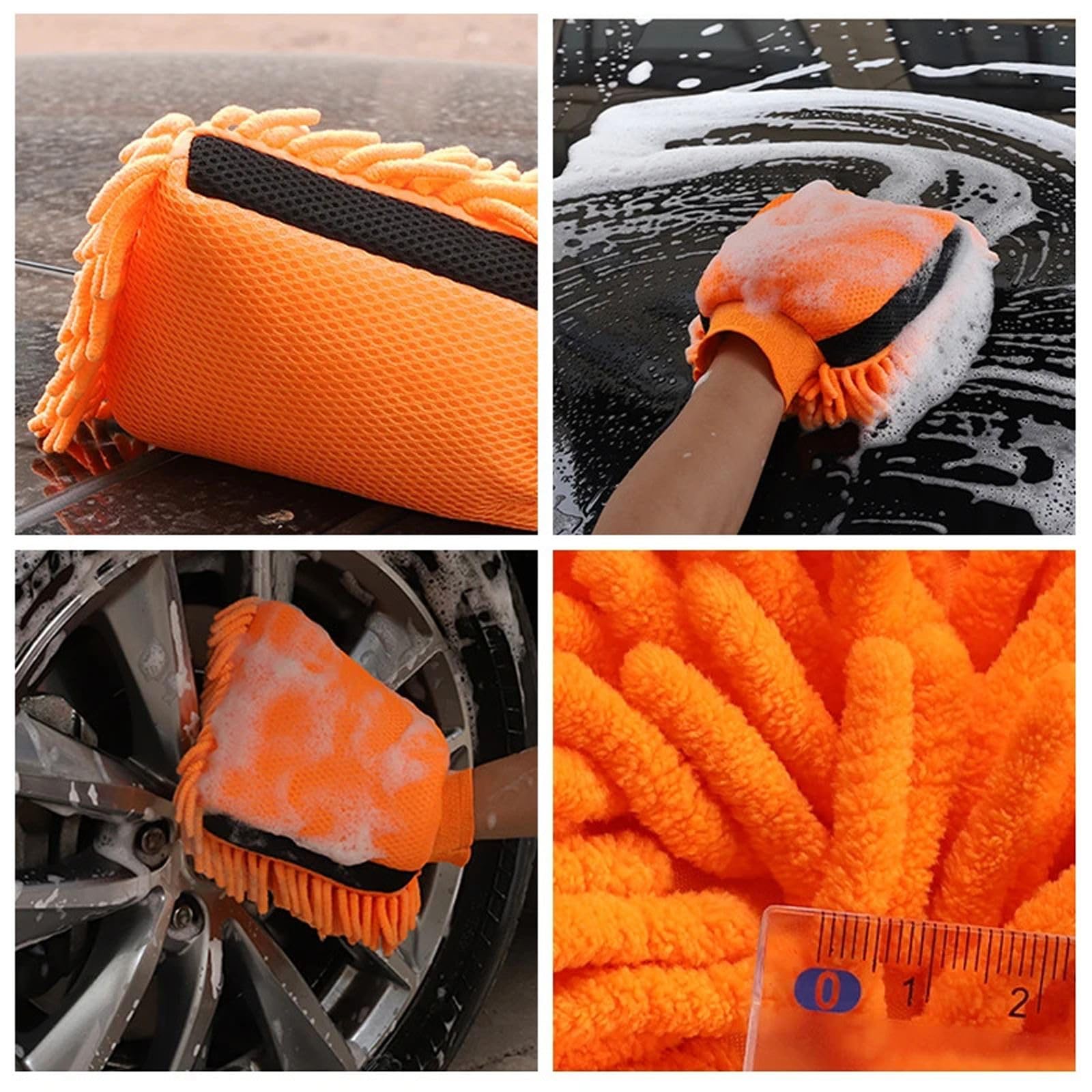 Guantes de Lavado de Autos de Doble Cara Herramientas de Lavado de vellón de Coral de Microfibra Guante Grueso y Suave antiarañazos