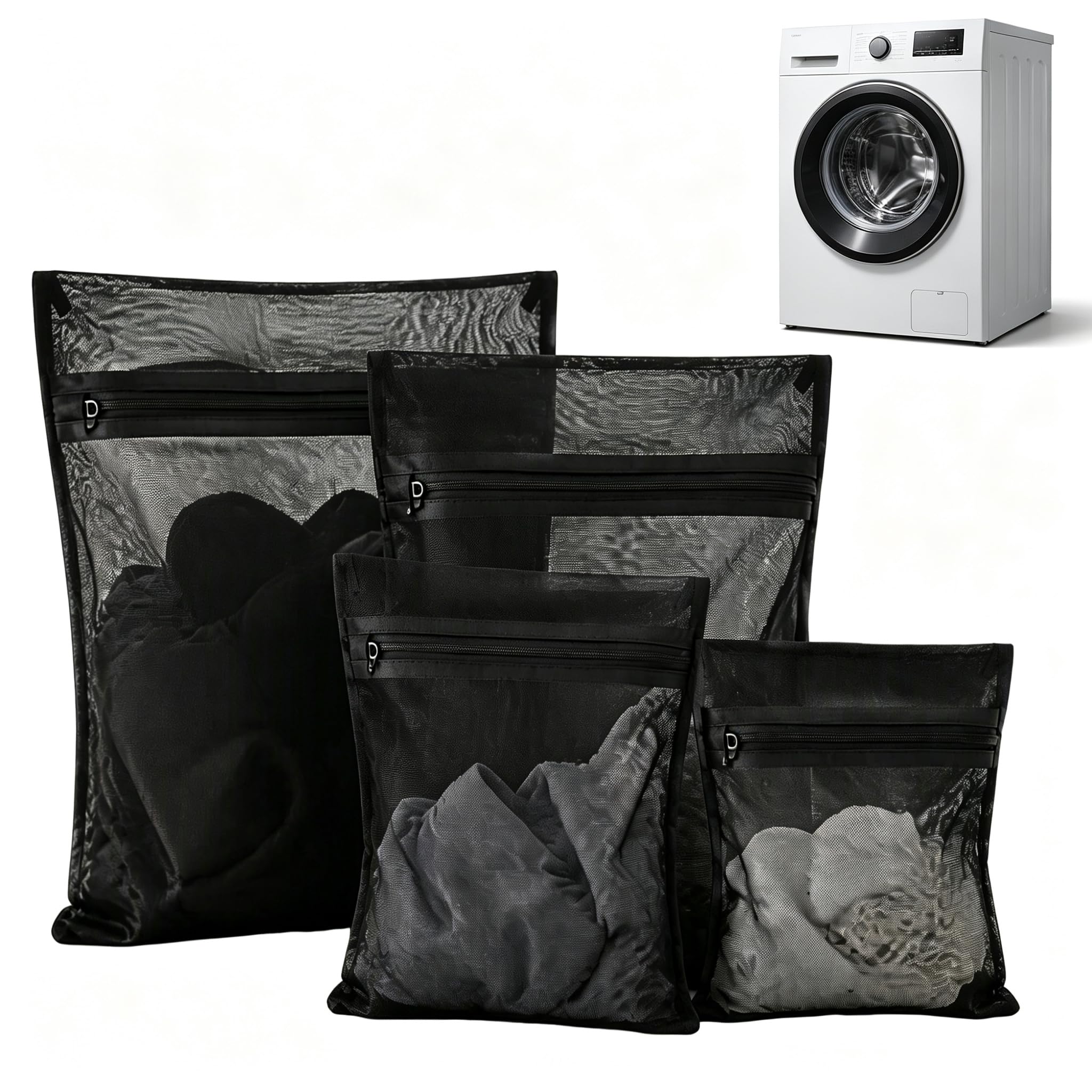 4Pcs Mesh Laundry Wash Bag 24x30/30x40/40x50/50x60 cm Laundry Bags