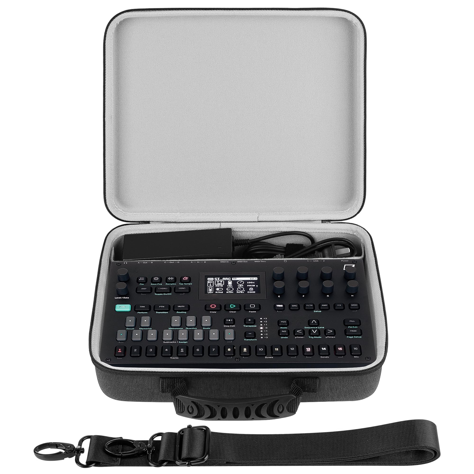 GEEKRIA Custodia per trasporto interfaccia audio, compatibile con Elektron Tonverk, borsa da viaggio rigida in EVA (grigio scuro)