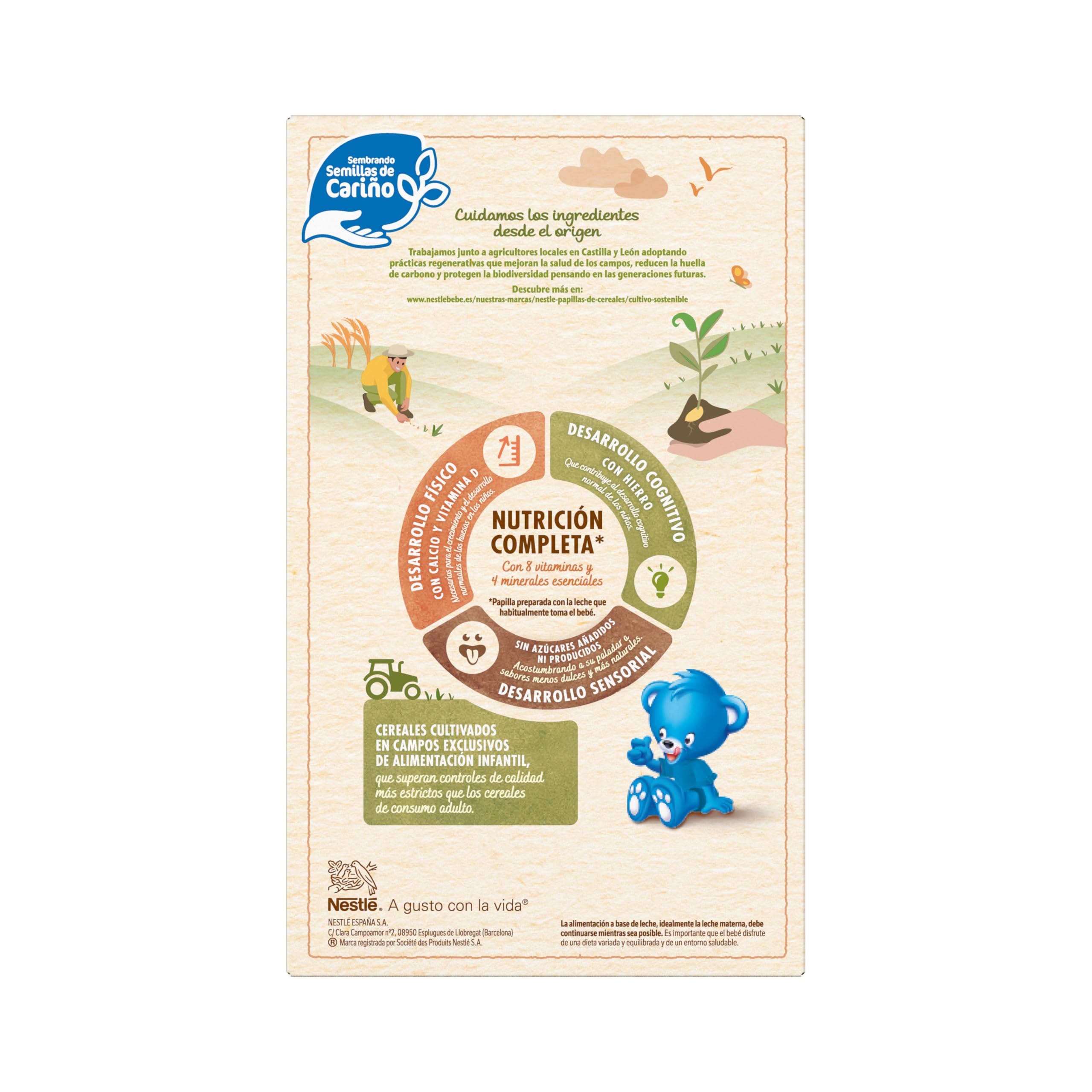 NESTLÉ 0%0% Papilla 8 Cereales 480g, sin azúcares añadidos ni producidos, a partir de 6 meses, pack de 8