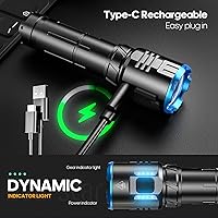 Vista 4 de Rechargeable Flashlights Mini Tactical High Lumen, Super Bright LED Small Flashlight with Magnetic Base, High Powered Strong Flash Light, Pocket