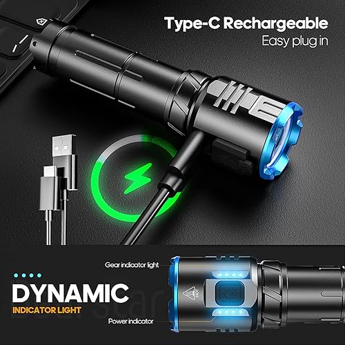 Miniatura 4 de Linternas recargables mini tácticas de alto lúmenes, linterna LED súper brillante pequeña con base magnética, luz de flash fuerte de alta potencia,