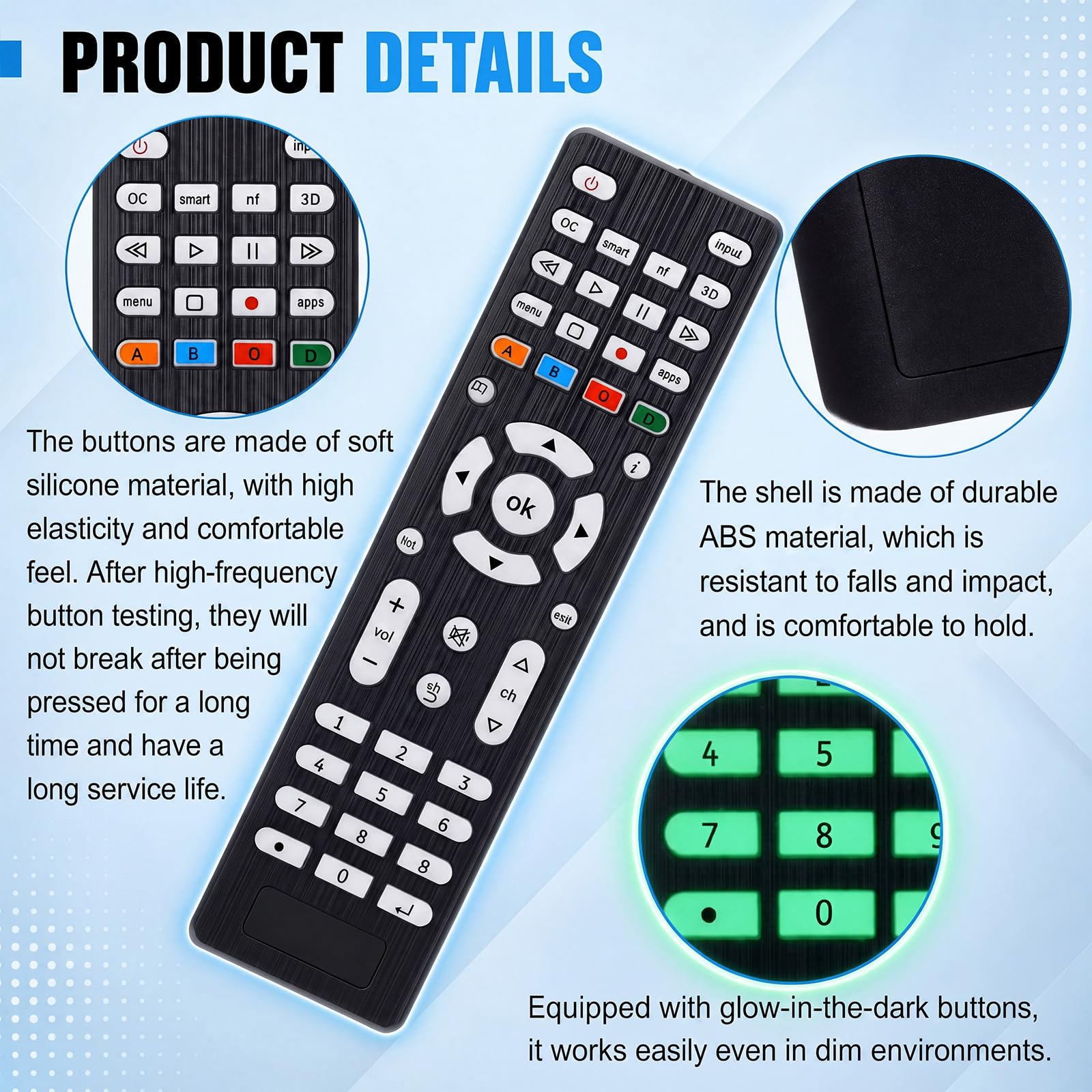 Confezione da 10 telecomandi universali retroilluminati per TV, compatibili con tutte le Smart TV, LED, LCD, HDTV serie 3D, per motel, hotel, casa di cura