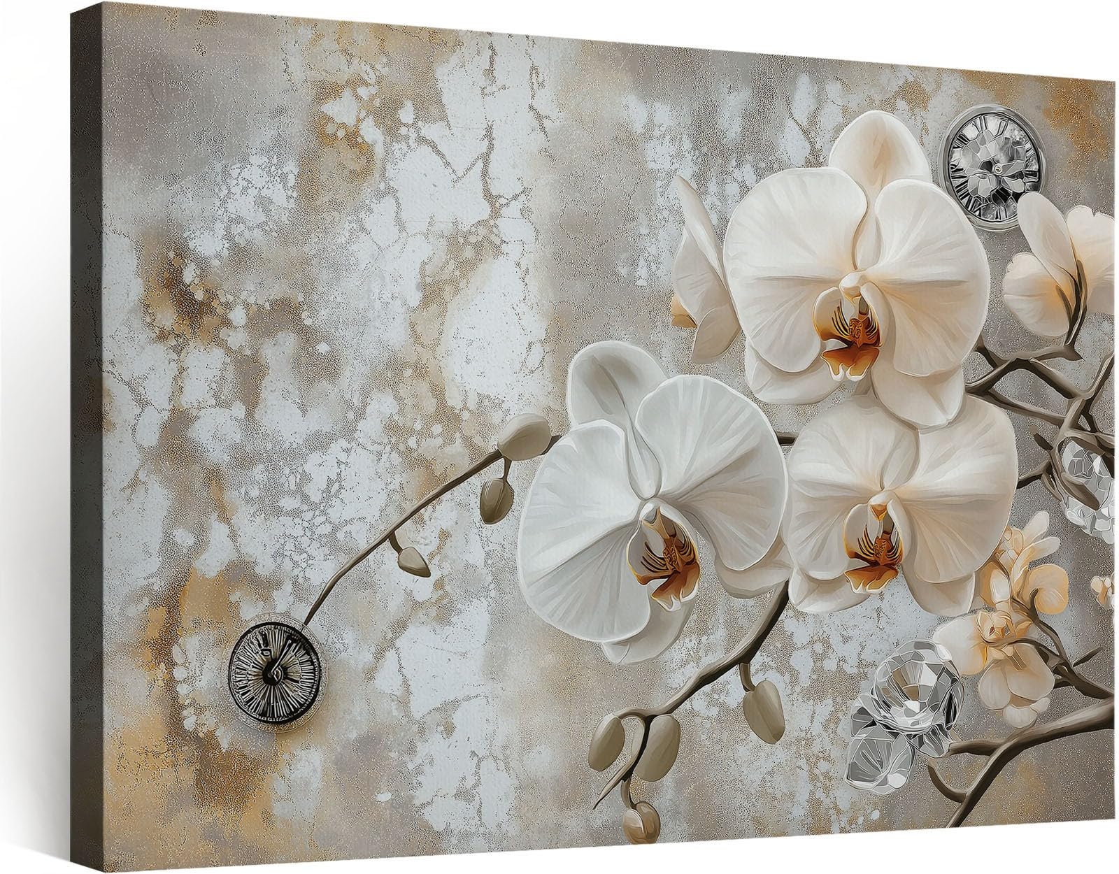 Tableau decoration murale moderne orchidee blanche impression toile 90x60 cm - 8